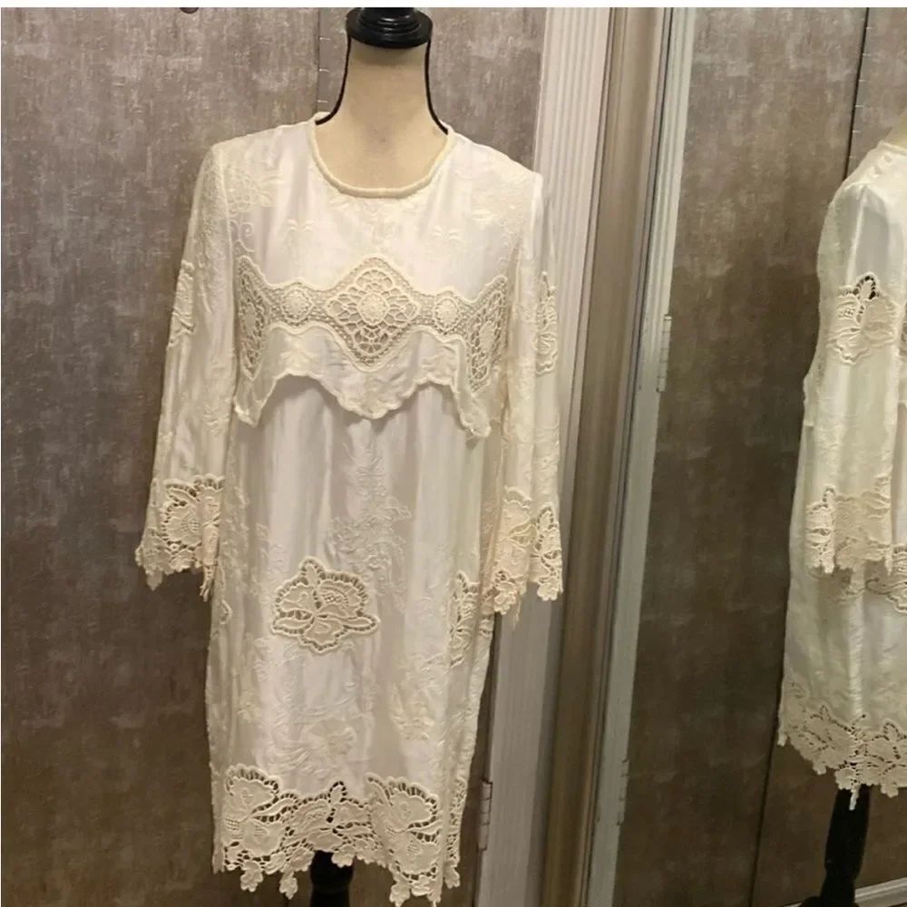 Just Cavalli Elegant Cream Lace embroidered Dress, S
